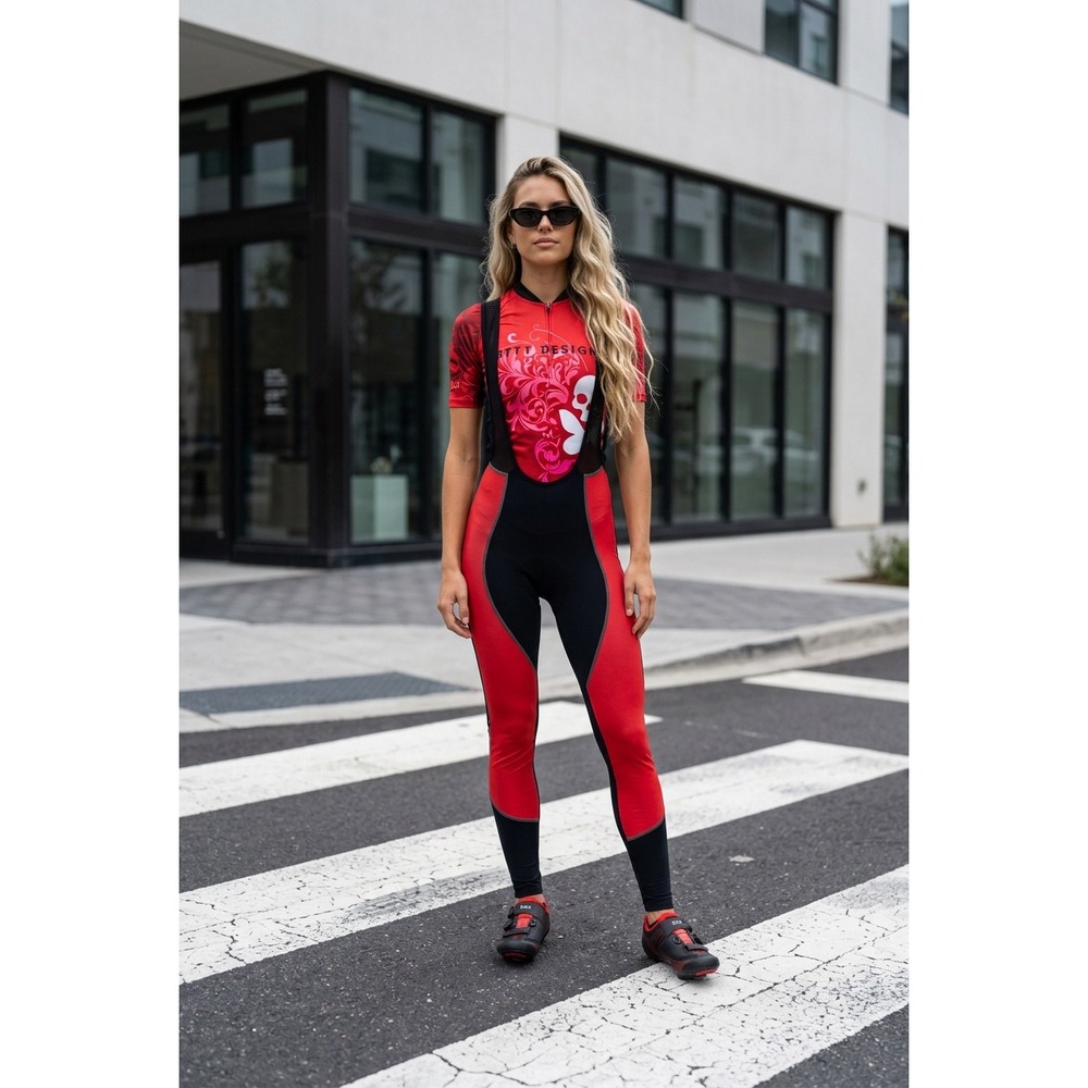 Assos FI.Lady Airblock 851 Cycling Bib Tights Black Red Womens Size Medium M